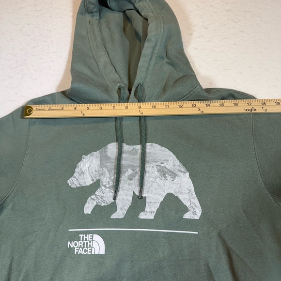The North Face Bear Graphic Hoodie Mens Large Pullover Olive Green - Picture 7 of 8